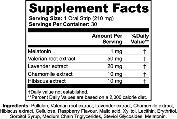 Supplement Facts - Airplane Mode Sleep Strips